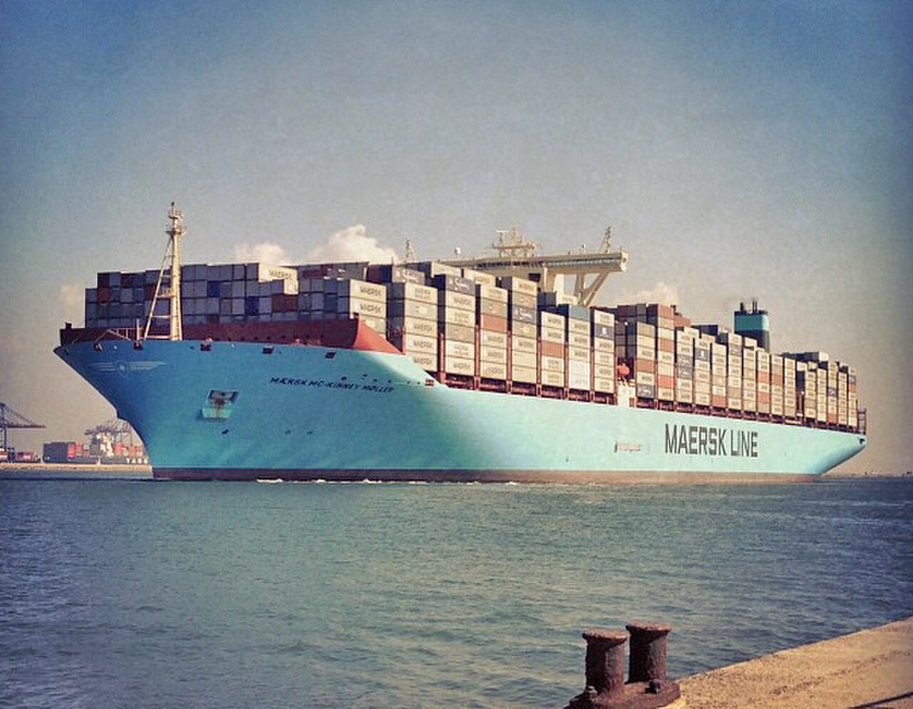 Container vessel loaded for international shipment